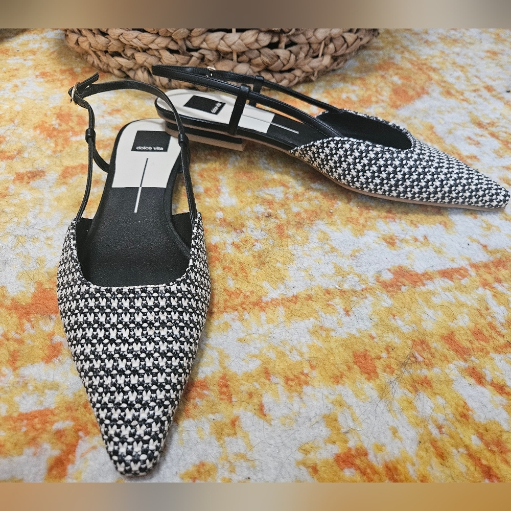 Dolce Vita Black and White Sling Back Flats